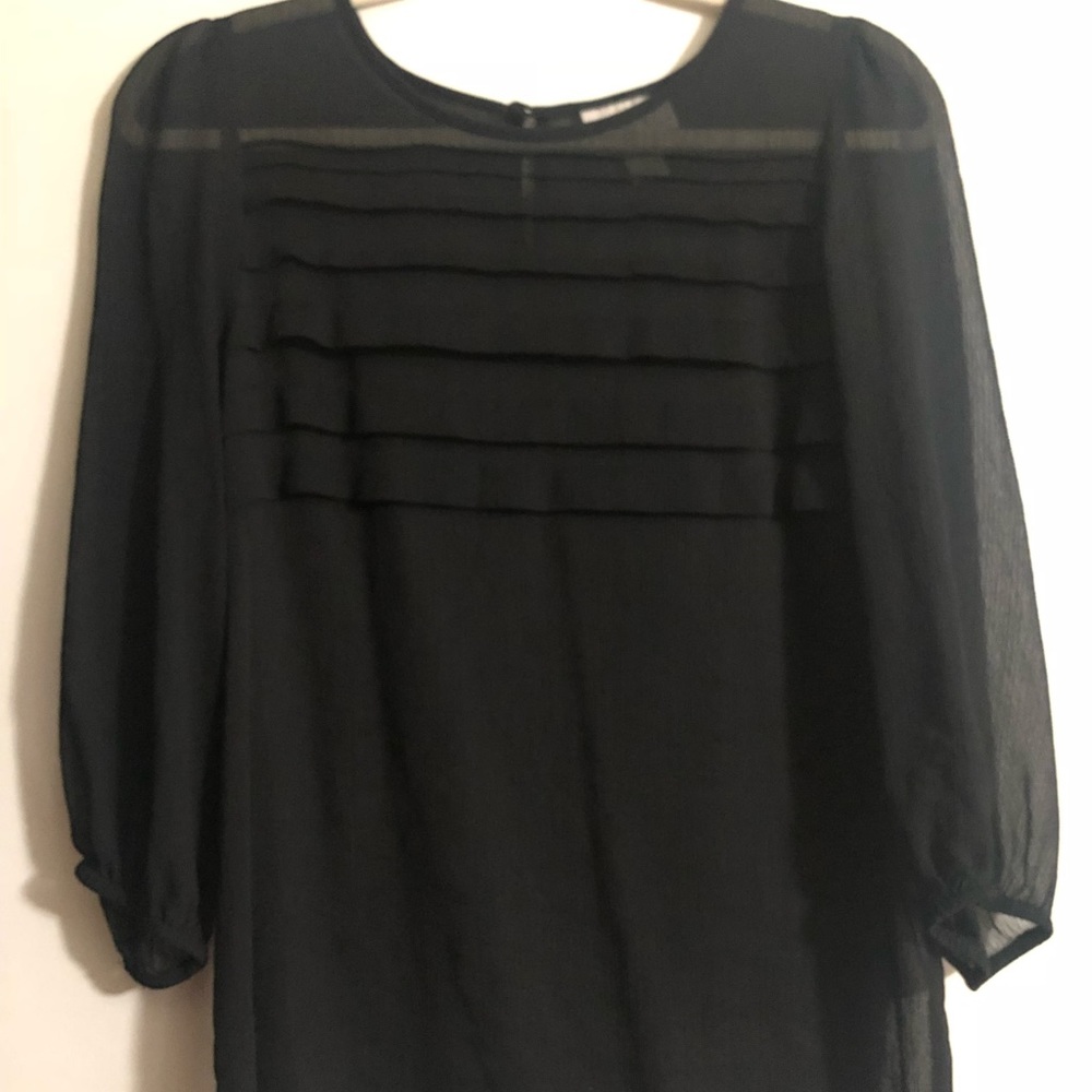 Black, Ruffle 3/4 Blouse